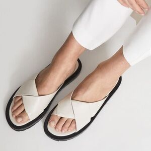 REISS amhurst off white leather chunky slides sandals 38 7.5